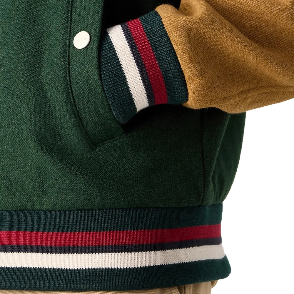 Seacaid Uaine Dorcha Fir Aaron, Seacaid Varsity le Muinchille Cognac – An Rogha is Fearr!