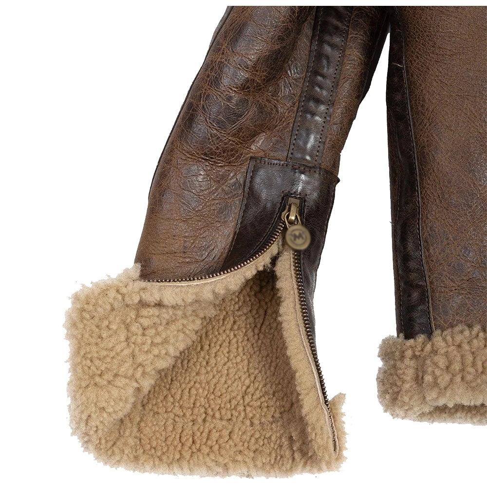 Buicí Arnold Schwarzenegger geimhridh seaicéad leathair shearling fir! Blasta, te agus uasal!